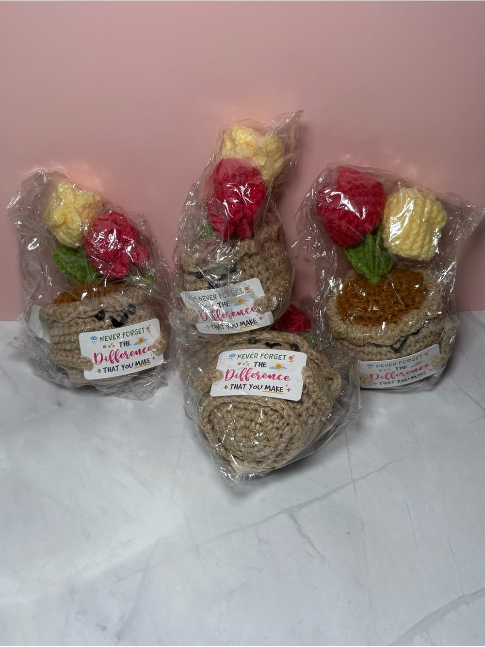💐 Crocheted Flower Pot Plush “Never Forget The Difference That You Make” - 4